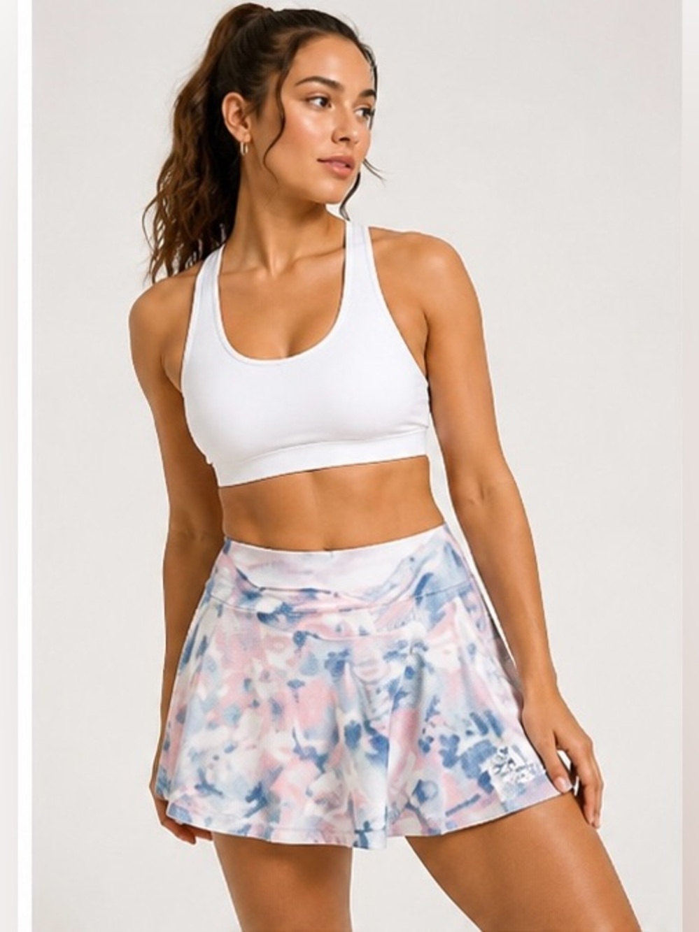 adidas Pastel Pink, Blue & White Floral Tennis Skort